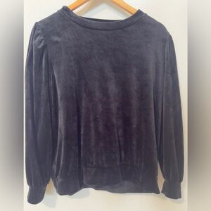 LOFT Black Soft Velvet Top Large
